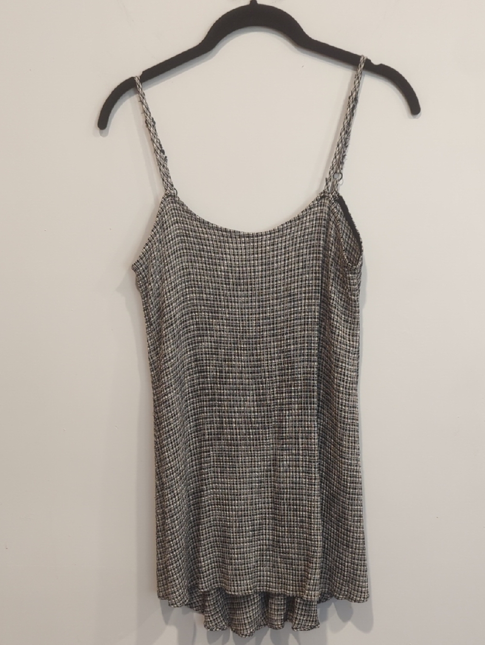Black and White Check Rayon Mini High-Low Dress Or Tunic Top